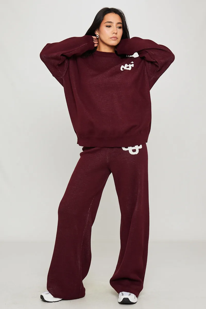 Wine Knit Oversized Swirl Detail Sweater & Joggers Co-Ord sold by Nothingbutstyle product image thumbnail 3