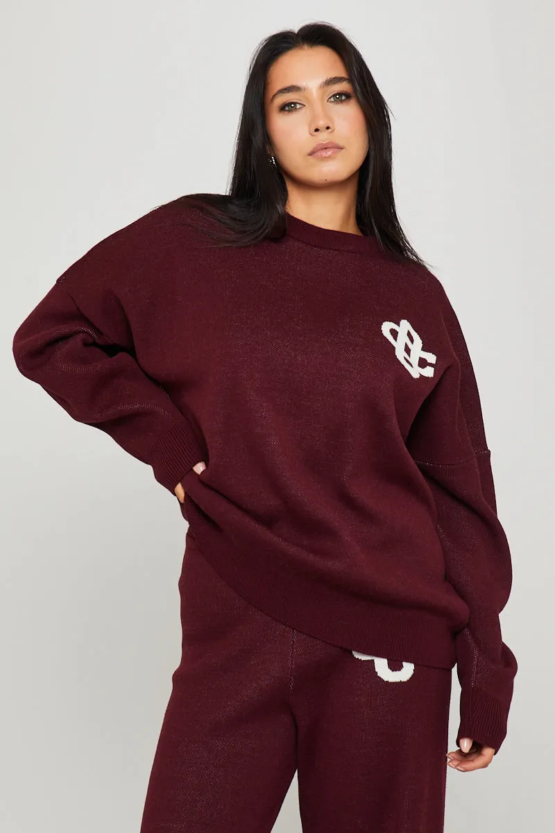 Wine Knit Oversized Swirl Detail Sweater & Joggers Co-Ord sold by Nothingbutstyle product image thumbnail 4
