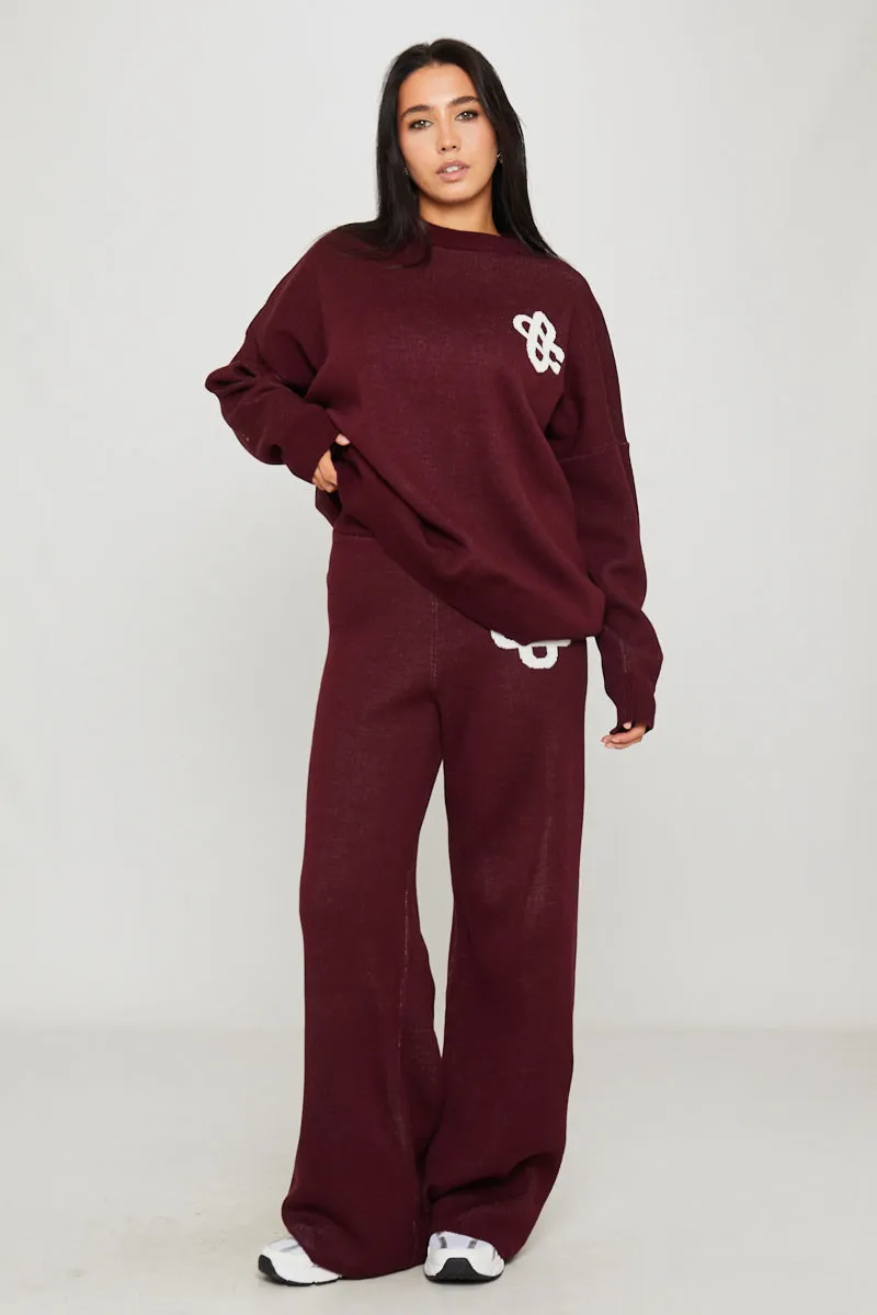 Wine Knit Oversized Swirl Detail Sweater & Joggers Co-Ord sold by Nothingbutstyle product image thumbnail 2
