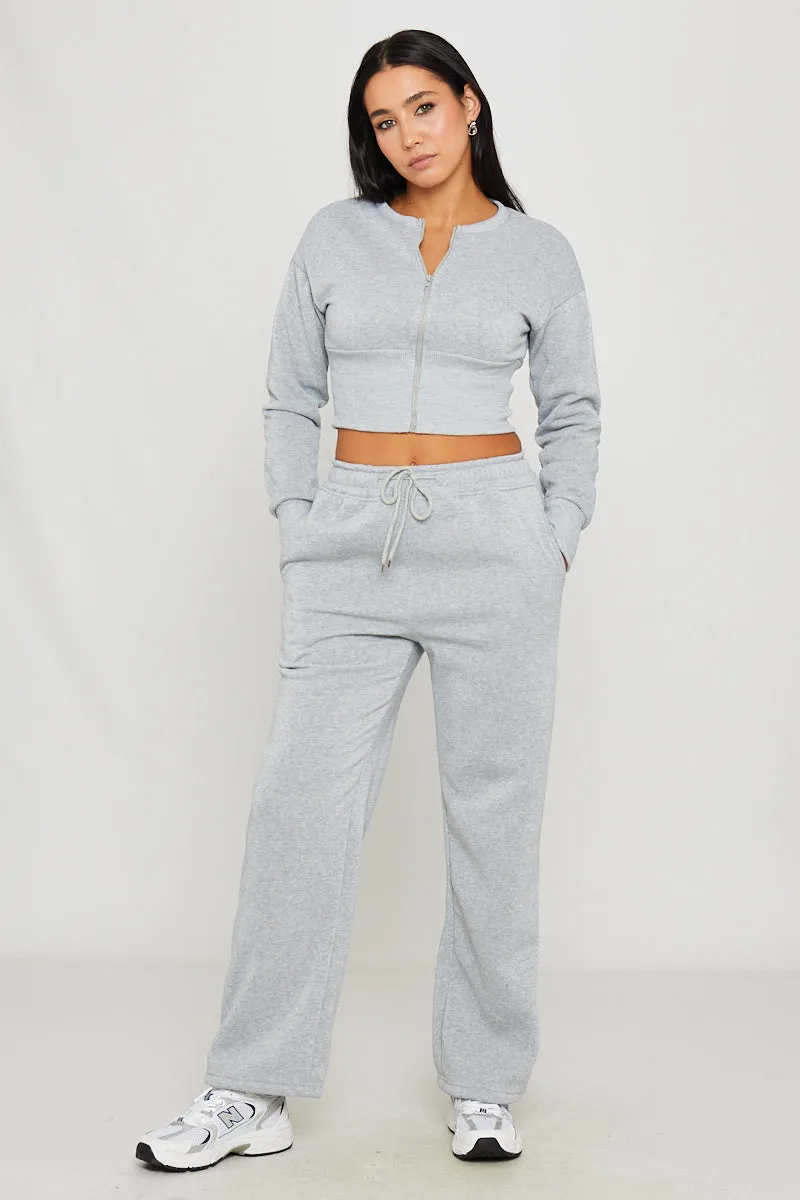Light Grey Cinched Waist Zip Jacket & Joggers Set sold by Nothingbutstyle product image thumbnail 2