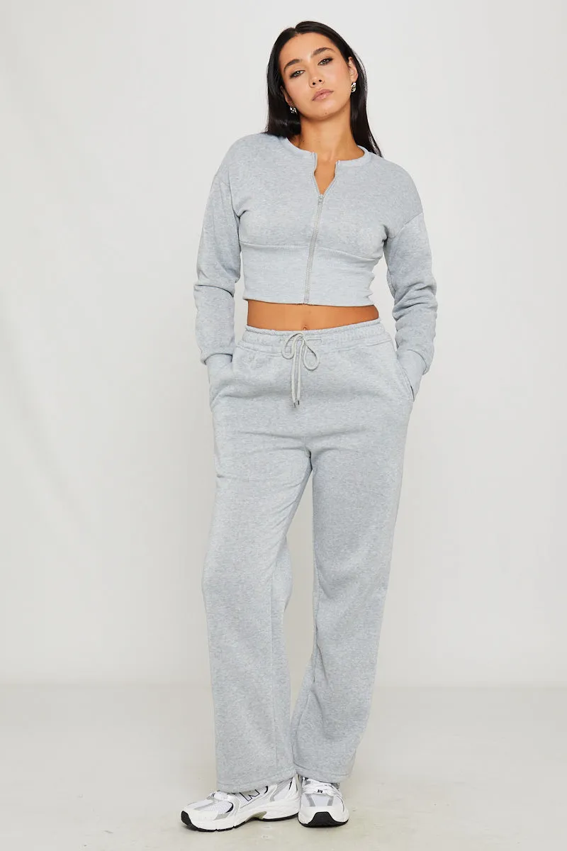 Light Grey Cinched Waist Zip Jacket & Joggers Set sold by Nothingbutstyle product image thumbnail 3