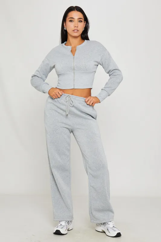 Light Grey Cinched Waist Zip Jacket & Joggers Set made by Nothingbutstyle