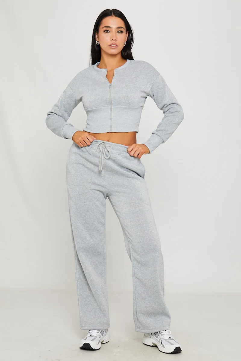 Light Grey Cinched Waist Zip Jacket & Joggers Set sold by Nothingbutstyle