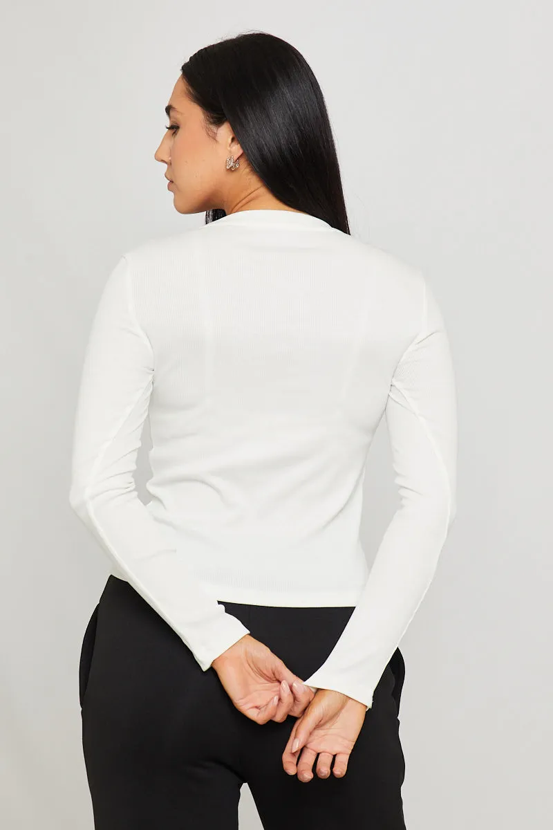White Rib Anagram Embroidered Long Sleeve Top sold by Nothingbutstyle product image thumbnail 5