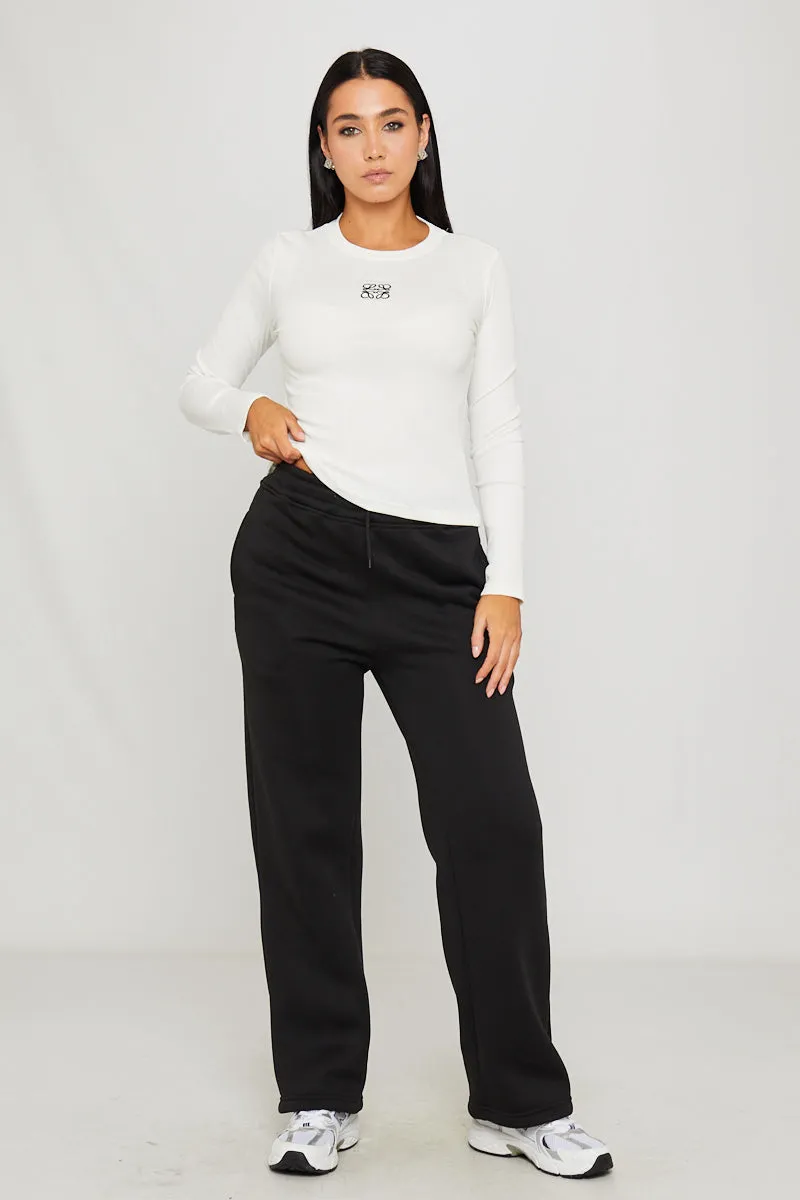 White Rib Anagram Embroidered Long Sleeve Top sold by Nothingbutstyle product image thumbnail 2