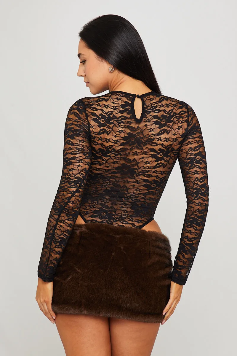 Black Lace Long Sleeve High Leg Bodysuit sold by Nothingbutstyle product image thumbnail 4