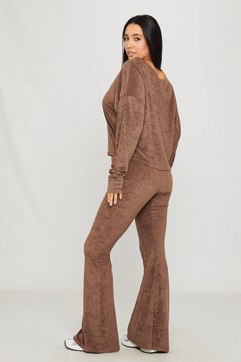 Brown Knitted One Shoulder Top & Pants Loungewear Set sold by Nothingbutstyle product image thumbnail 5