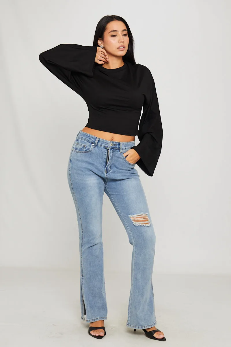 Black Cinched Waist Long Sleeve Top sold by Nothingbutstyle product image thumbnail 2