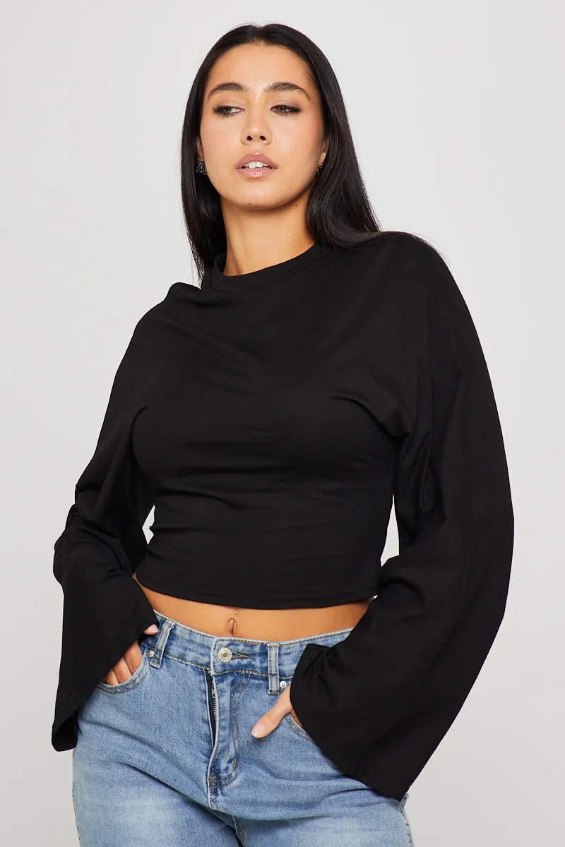Black Cinched Waist Long Sleeve Top sold by Nothingbutstyle product image thumbnail 3