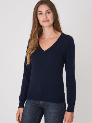 Basic organic cashmere V-neck jumper sold by Repeat Cashmere