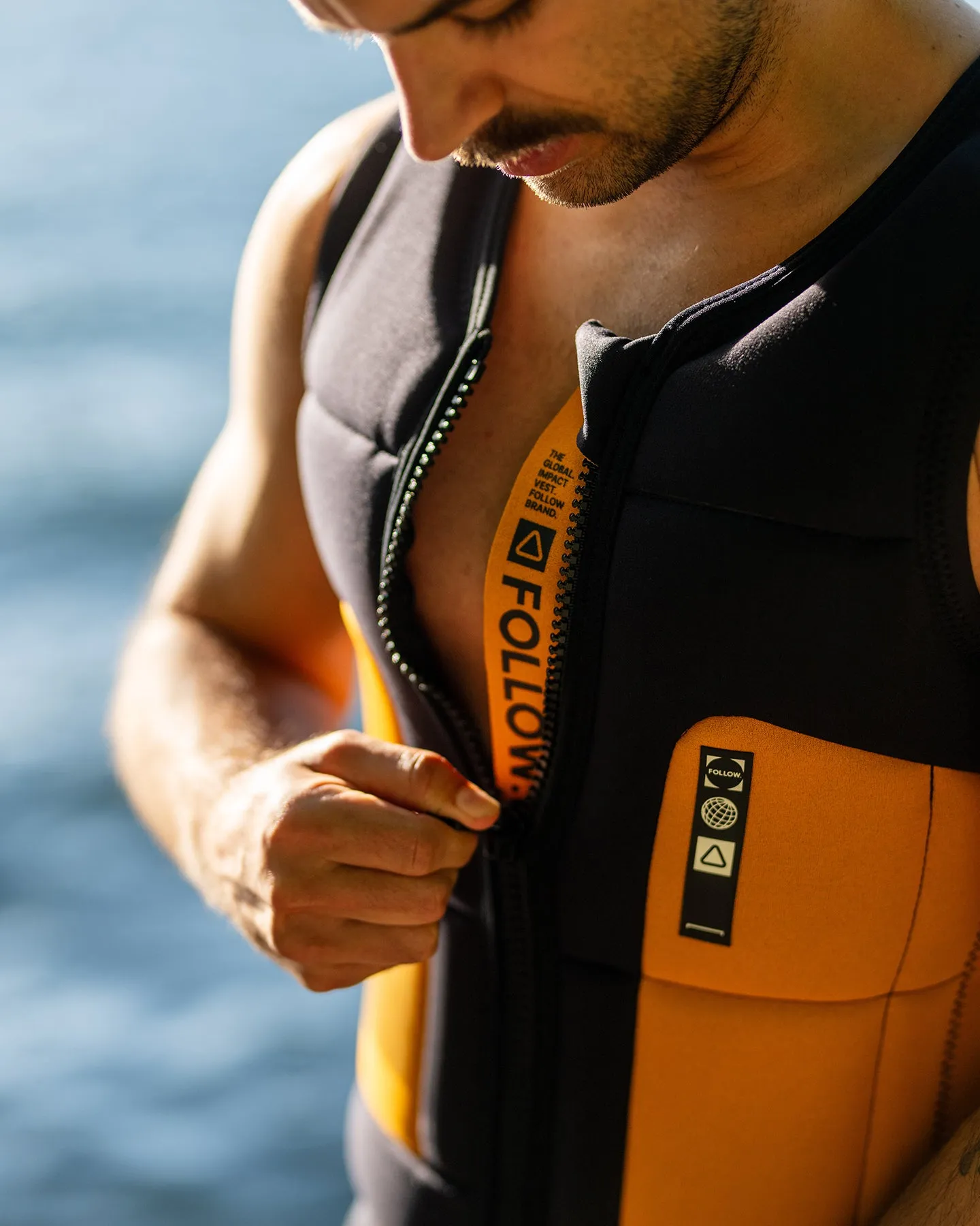 Follow Global Mens Impact Vest - Orange/Black sold by Follow Wake product image thumbnail 3