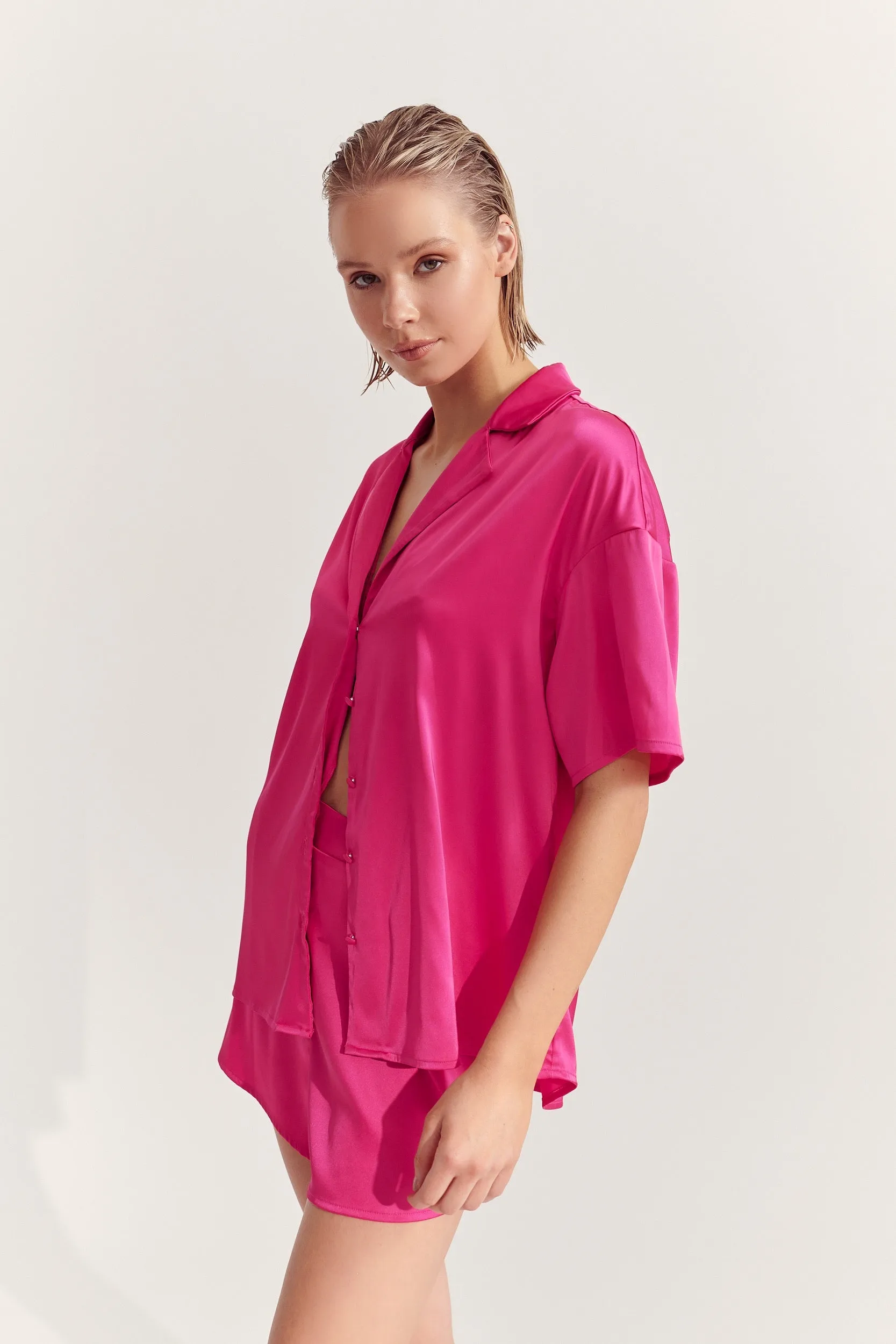 Celine Short Sleeve Shirt Hot Pink sold by Kat The Label
