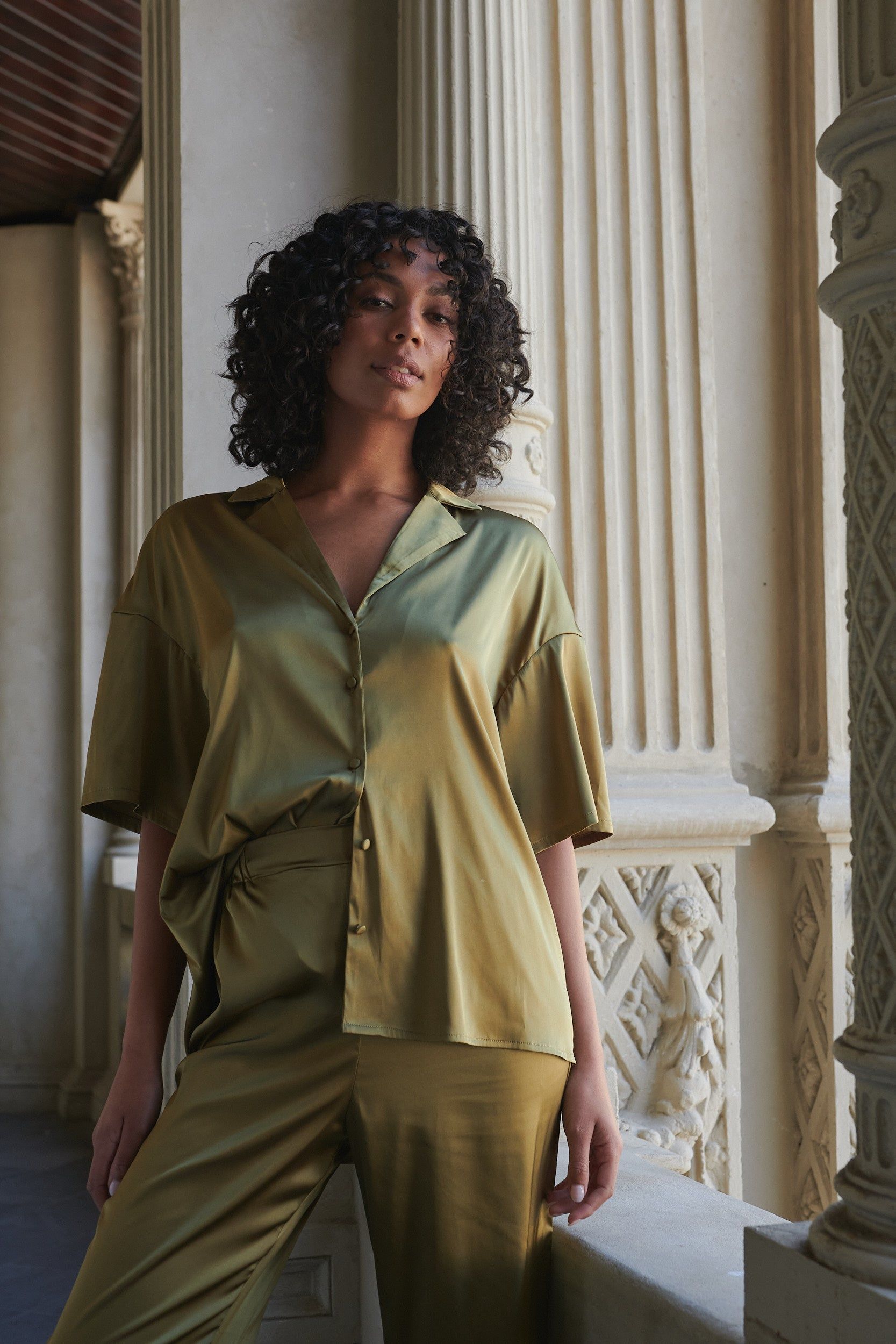 Celine Short Sleeve Shirt Olive sold by Kat The Label product image thumbnail 4