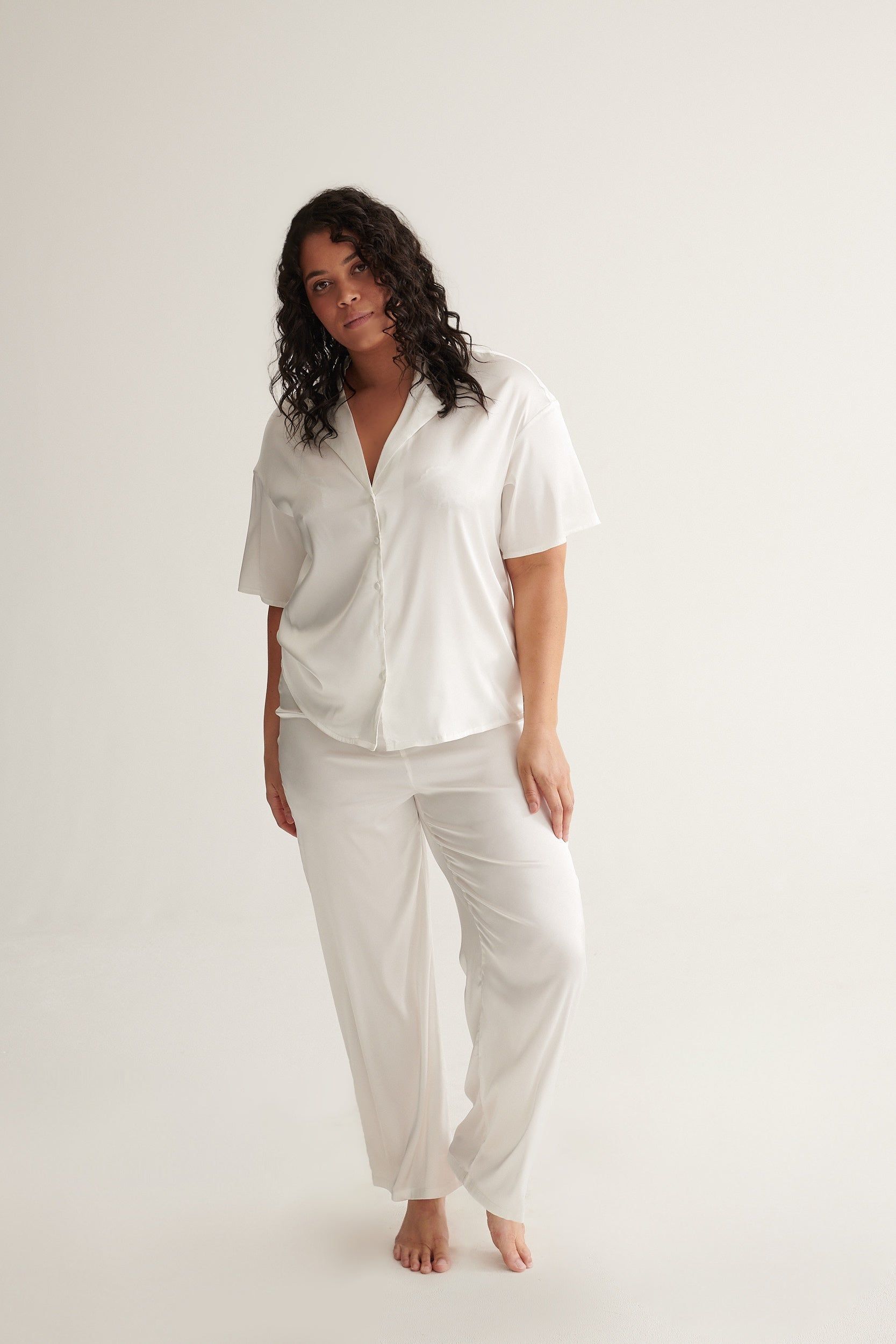 Celine Short Sleeve Pant Set Ivory sold by Kat The Label