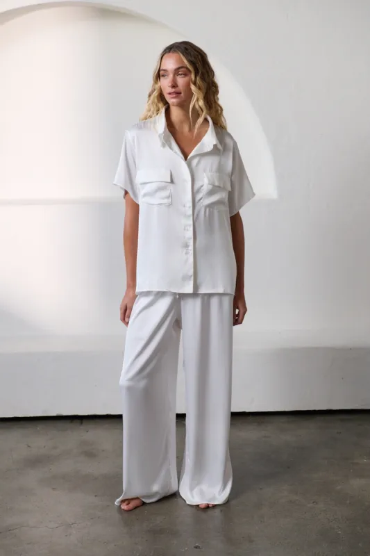 Gracie Short Sleeve Pant Set Ivory sold by Kat The Label