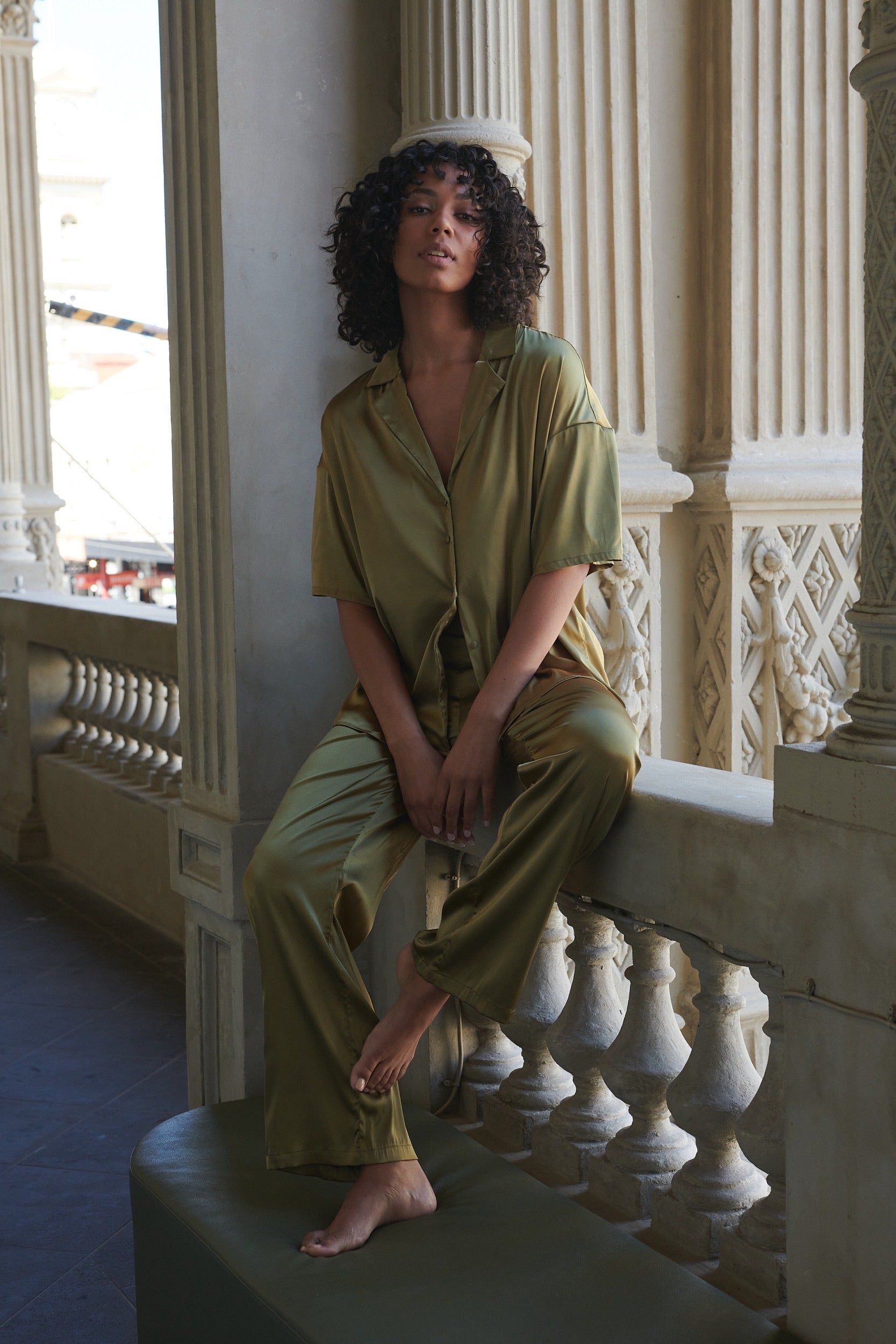 Celine Short Sleeve Pant Set Olive sold by Kat The Label product image thumbnail 4