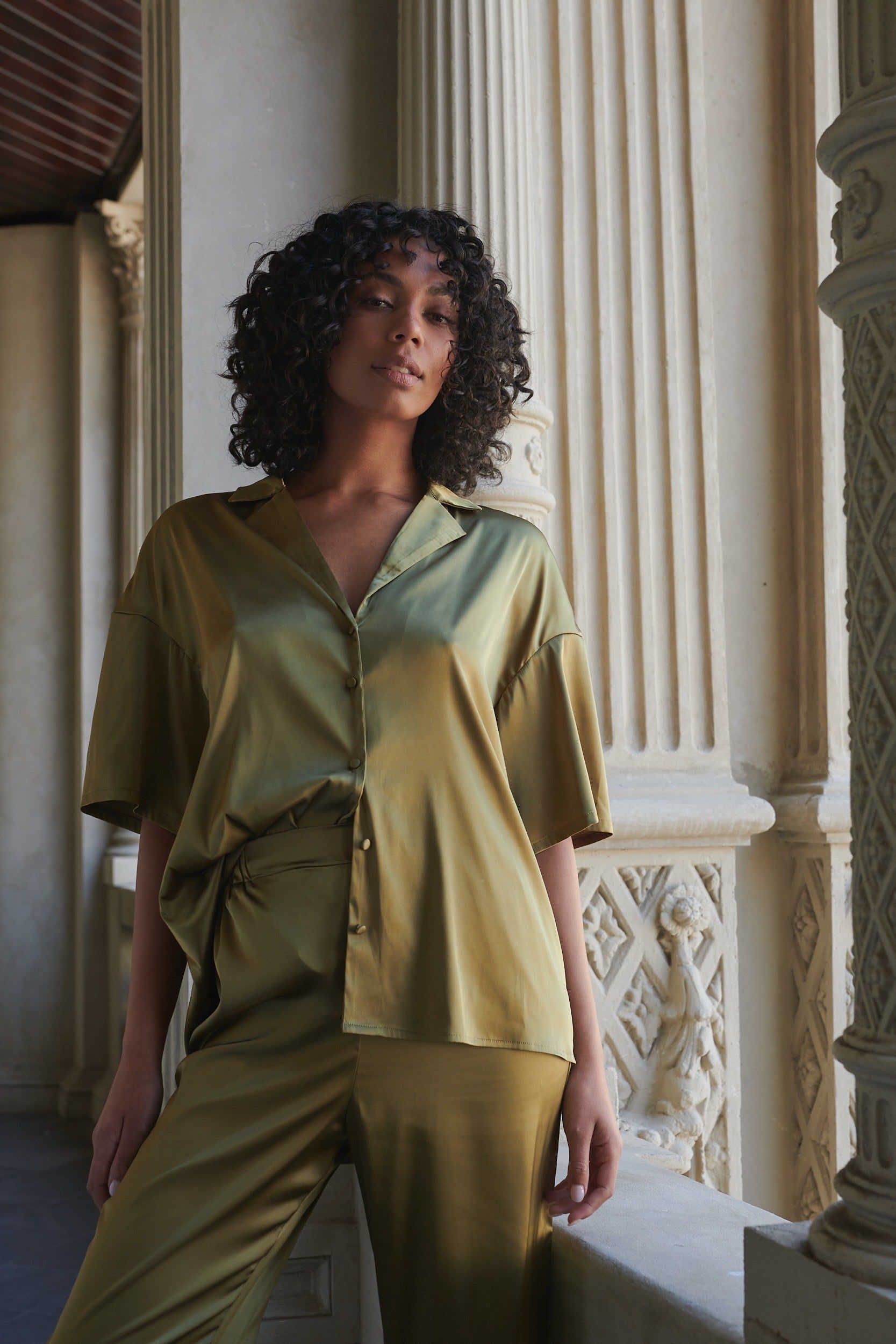 Celine Short Sleeve Pant Set Olive sold by Kat The Label product image thumbnail 3