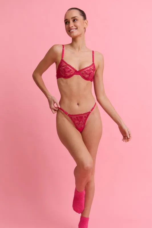 Annabelle Thong Set Hot Pink sold by Kat The Label