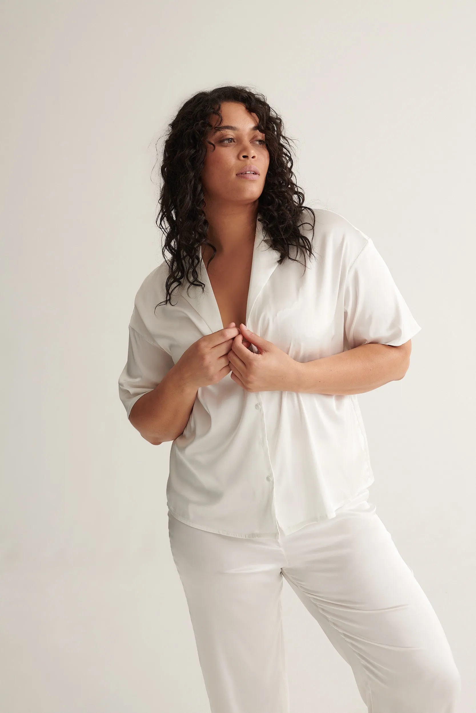 Celine Short Sleeve Shirt Ivory sold by Kat The Label