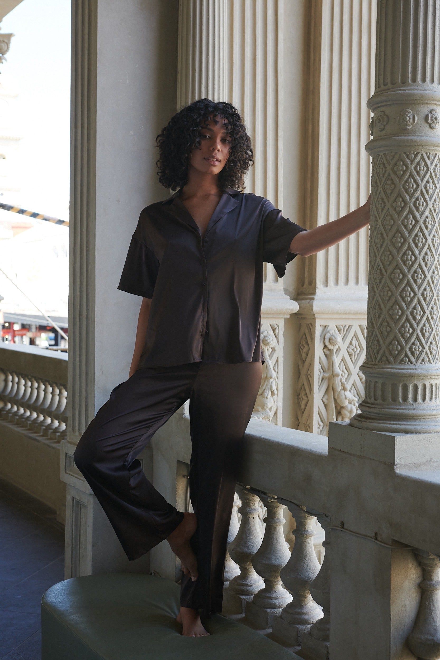 Celine Short Sleeve Pant Set Espresso sold by Kat The Label product image thumbnail 5