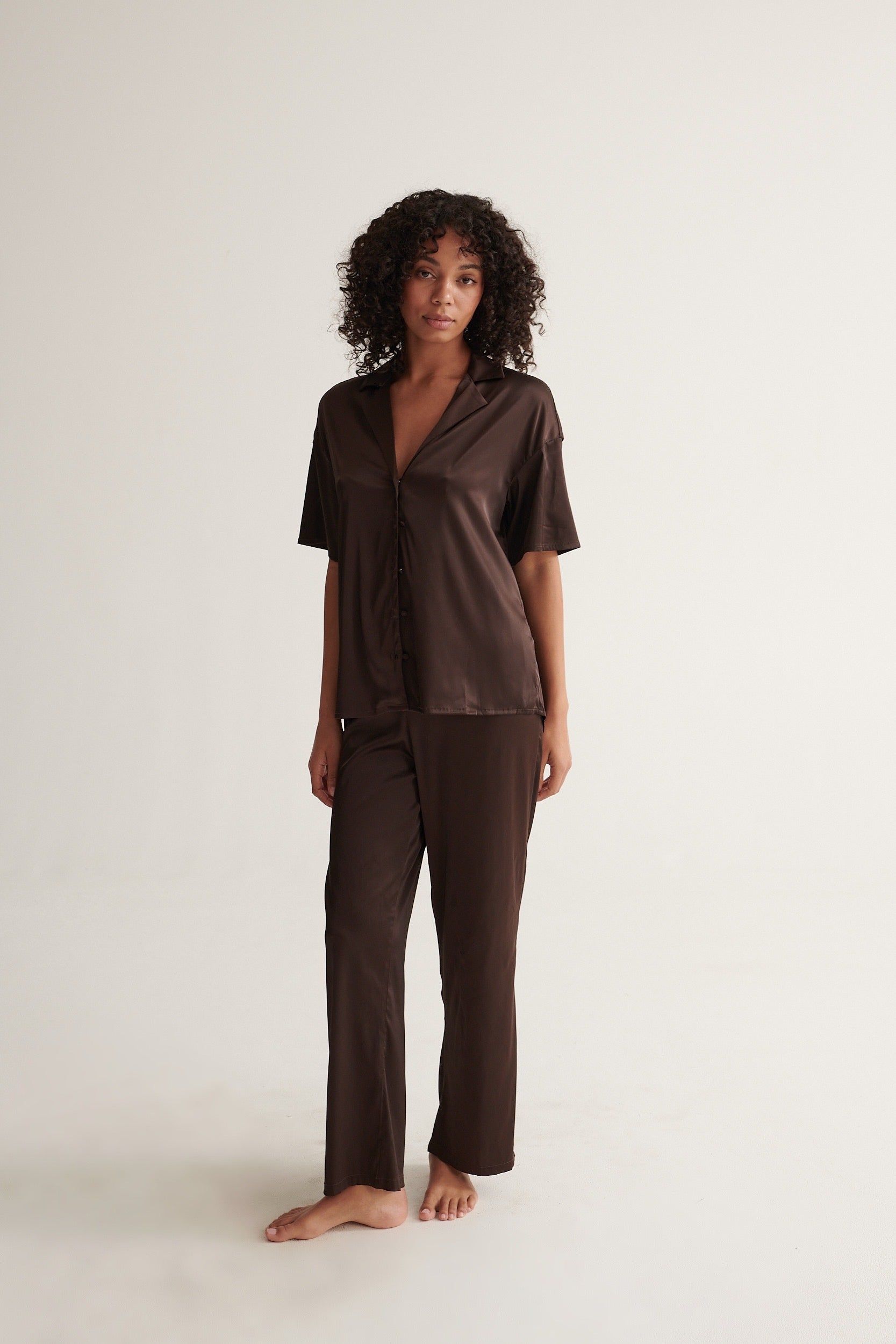 Celine Short Sleeve Pant Set Espresso sold by Kat The Label product image thumbnail 4