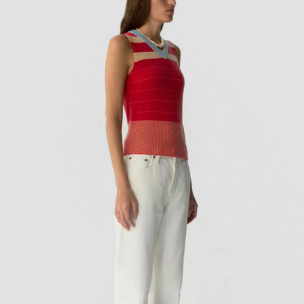 Guest In Residence - Striped Vest - Scarlet Combo sold by Merci product image thumbnail 3