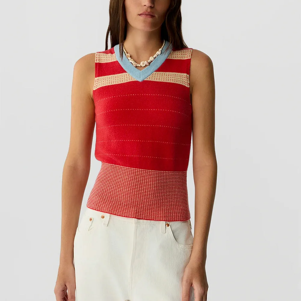 Guest In Residence - Striped Vest - Scarlet Combo sold by Merci product image thumbnail 5