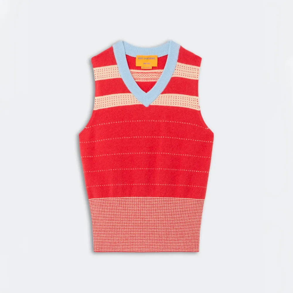 Guest In Residence - Striped Vest - Scarlet Combo sold by Merci