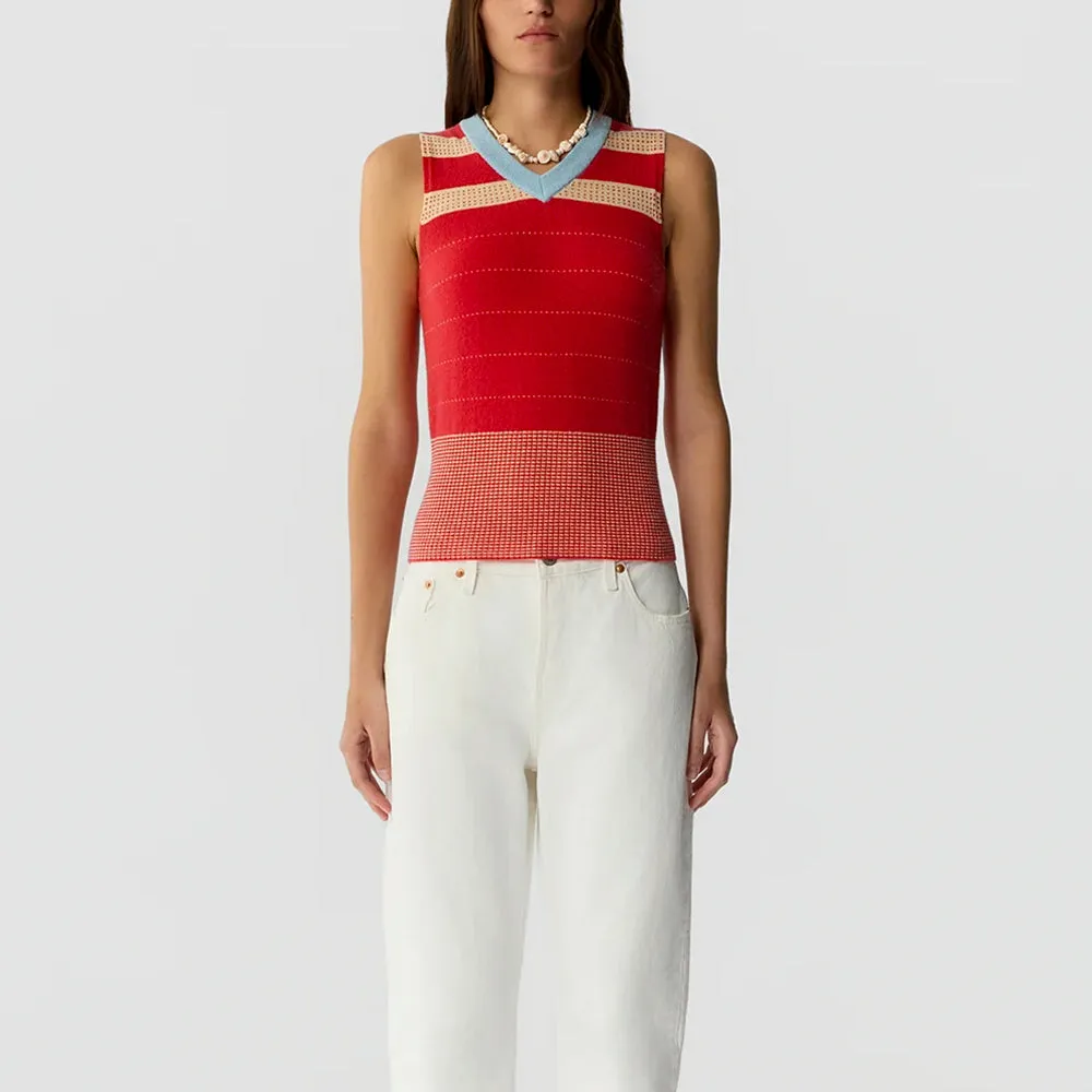 Guest In Residence - Striped Vest - Scarlet Combo sold by Merci product image thumbnail 2