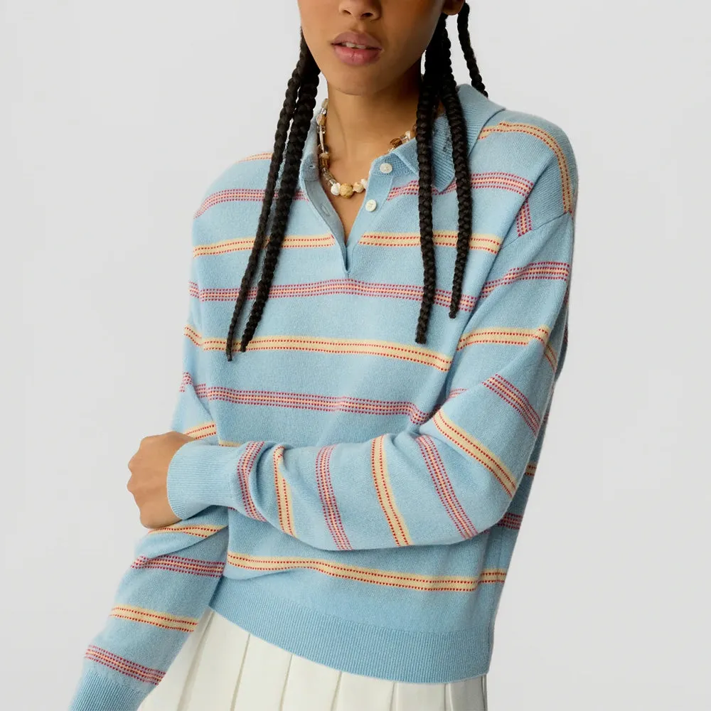 Guest In Residence - Striped Polo Shirt - Clear Sky sold by Merci product image thumbnail 5