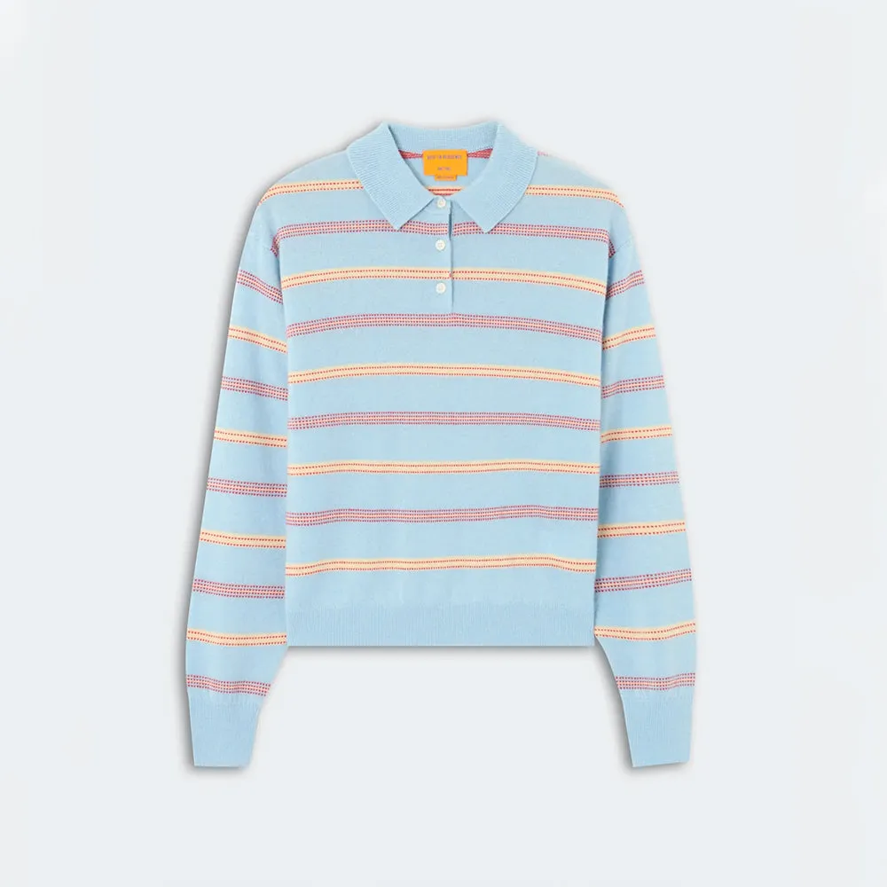 Guest In Residence - Striped Polo Shirt - Clear Sky sold by Merci