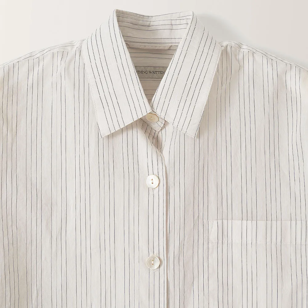 Nothing Written - Timon Striped Cotton Shirt - Ivory sold by Merci product image thumbnail 3