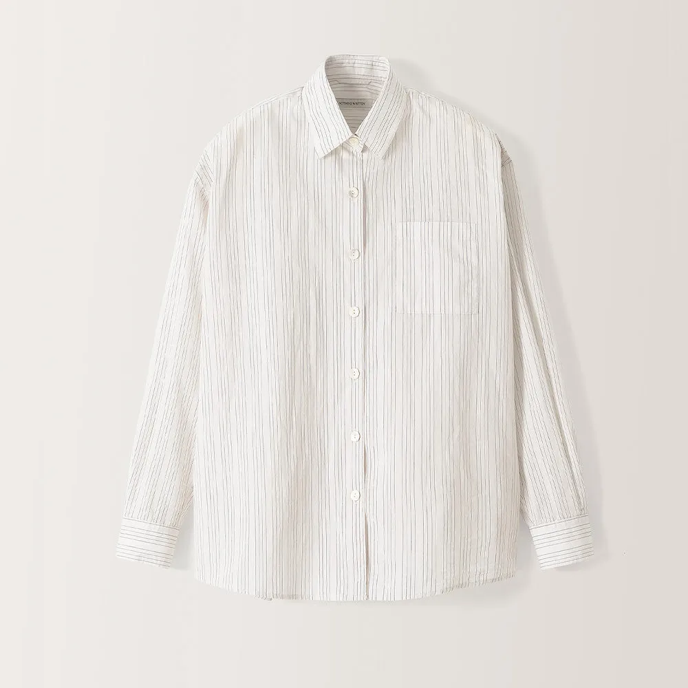 Nothing Written - Timon Striped Cotton Shirt - Ivory sold by Merci