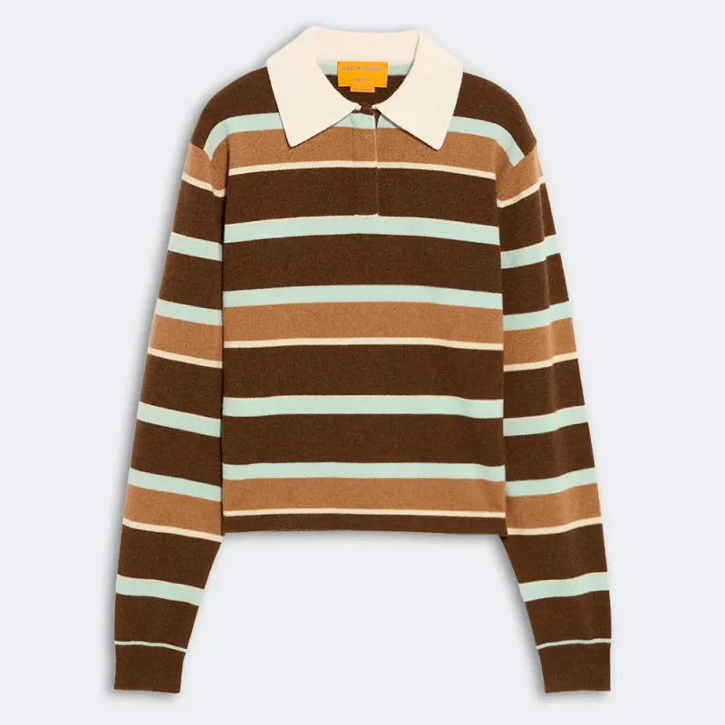 Guest In Residence - Cropped Striped Rugby Polo - Chestnut Combo made by Merci