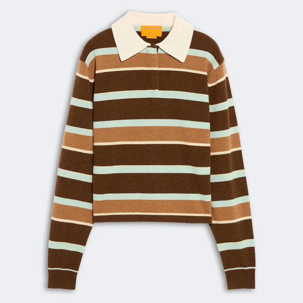 Guest In Residence - Cropped Striped Rugby Polo - Chestnut Combo sold by Merci