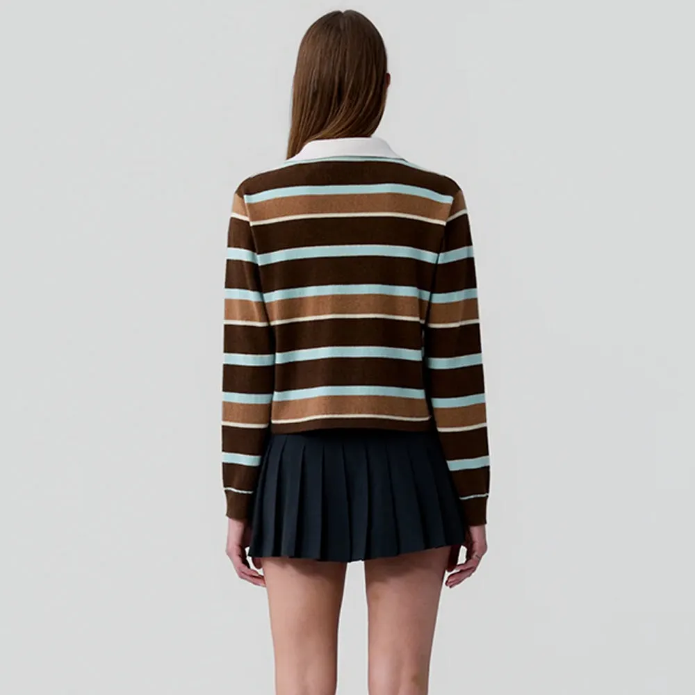 Guest In Residence - Cropped Striped Rugby Polo - Chestnut Combo sold by Merci product image thumbnail 4