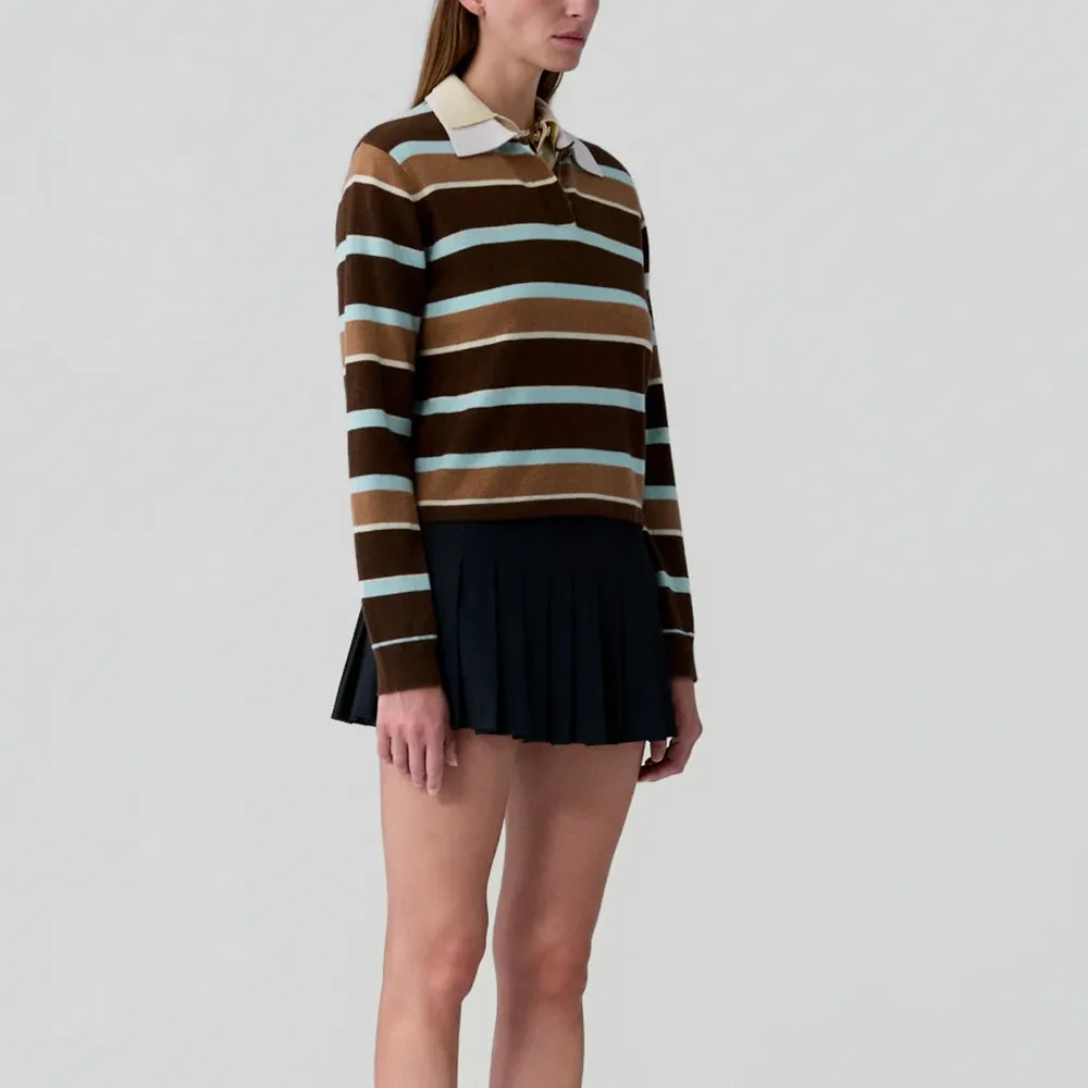 Guest In Residence - Cropped Striped Rugby Polo - Chestnut Combo sold by Merci product image thumbnail 3