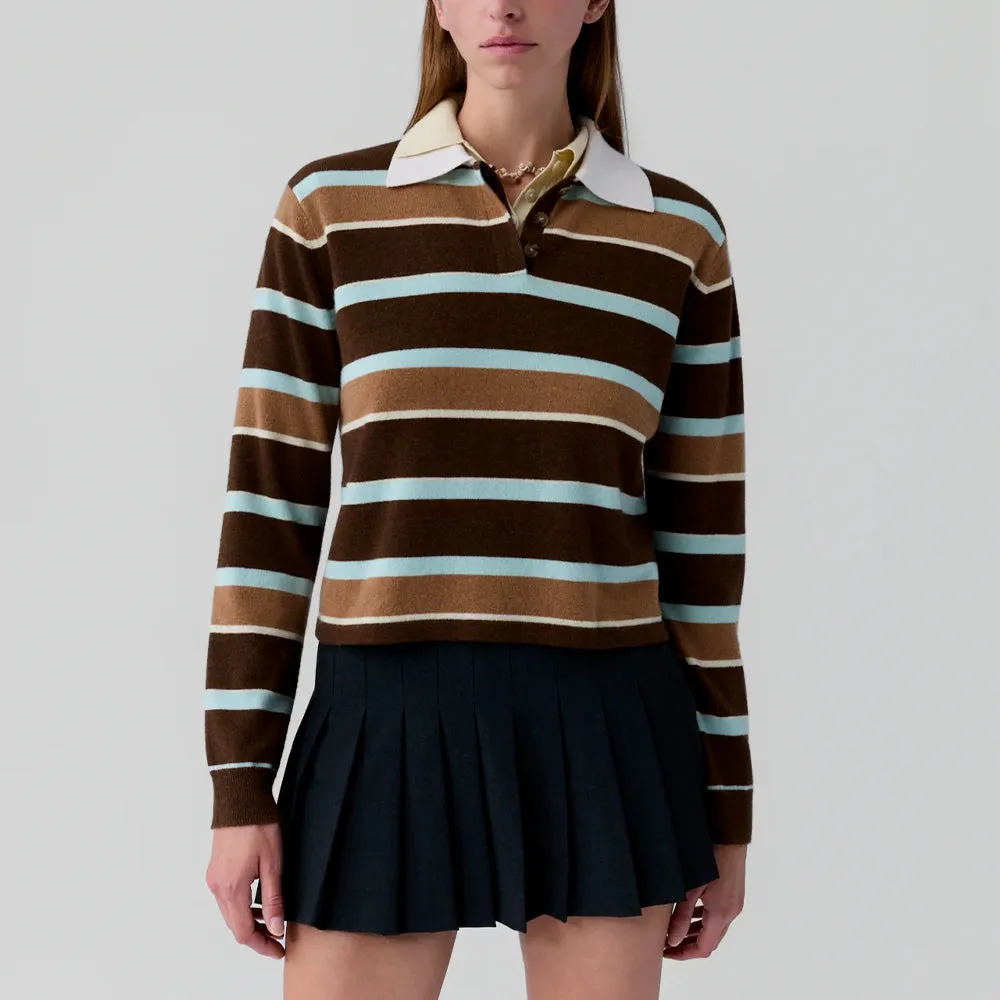 Guest In Residence - Cropped Striped Rugby Polo - Chestnut Combo sold by Merci product image thumbnail 2