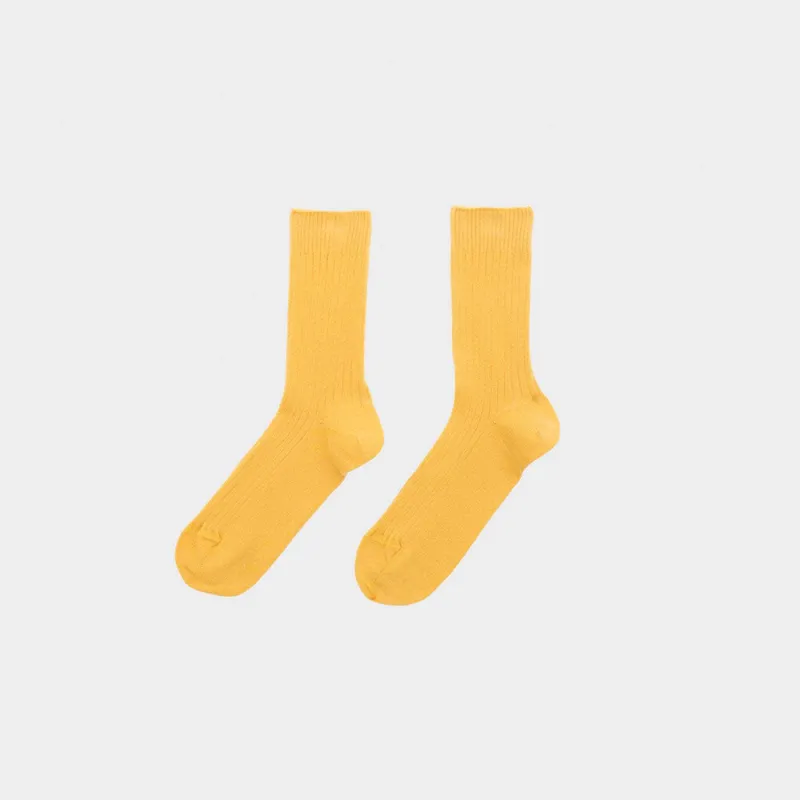 Baserange - Ribbed Crew Socks - Dacty Yellow made by Baserange