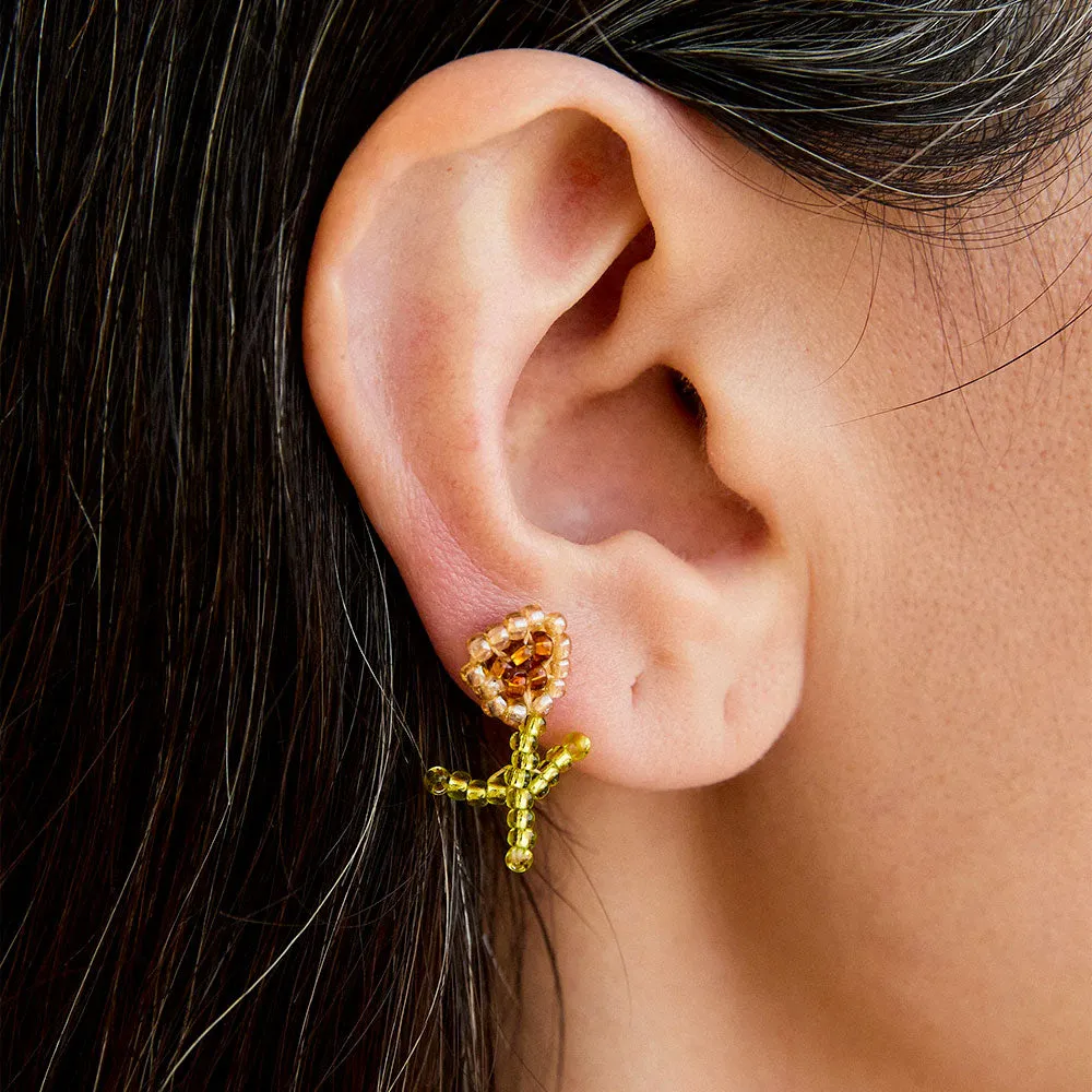 Pura Utz - Florecita Ear Stick Earrings - Brown sold by Merci product image thumbnail 2