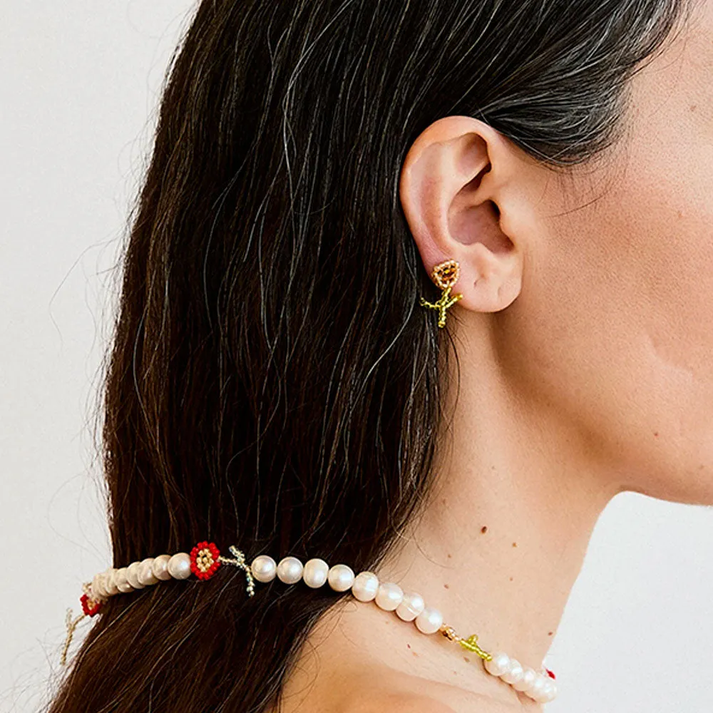 Pura Utz - Florecita Ear Stick Earrings - Brown sold by Merci product image thumbnail 3