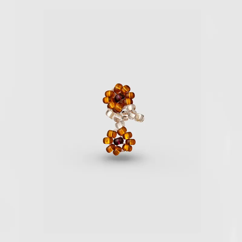 Pura Utz - Flower Ear Stick Earrings - Brown made by Pura Utz ApS