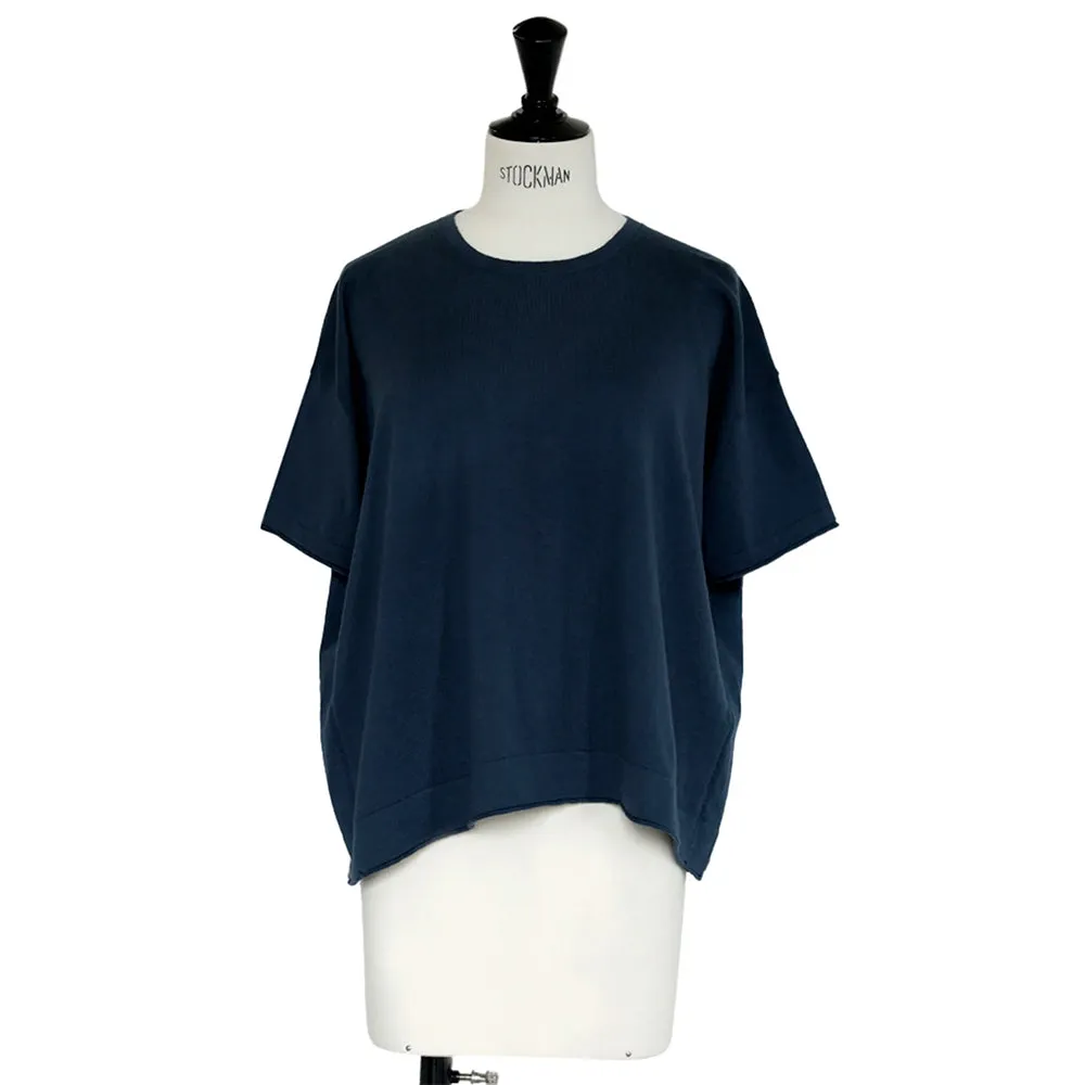 C.T.plage - Round Neck Sweater with Mid-Long Sleeves - Navy sold by Merci