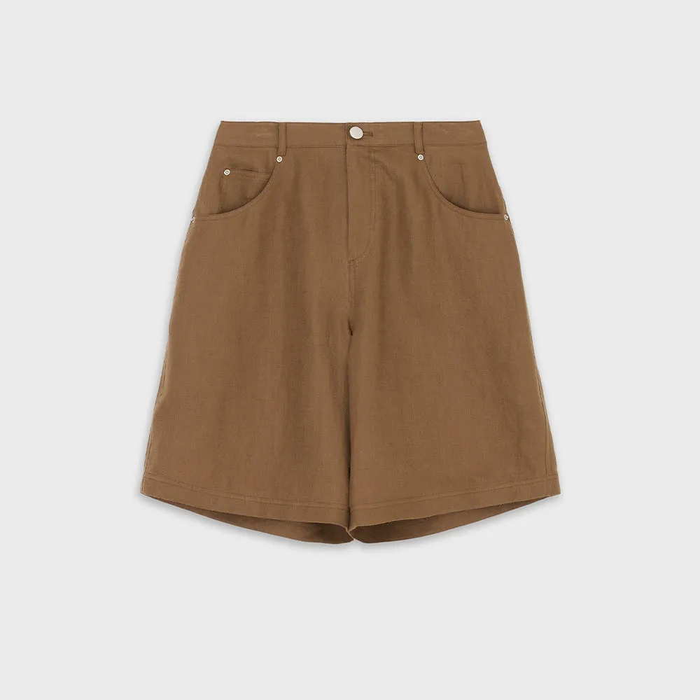 The Loom - Linen Denim Bermuda shorts - Brown sold by Merci