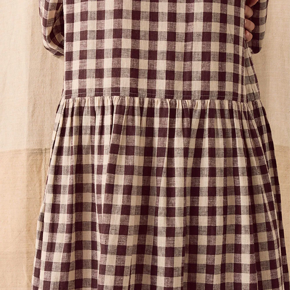 Toast - Vichy Dress - Dark Chocolate & Ecru sold by Merci product image thumbnail 5