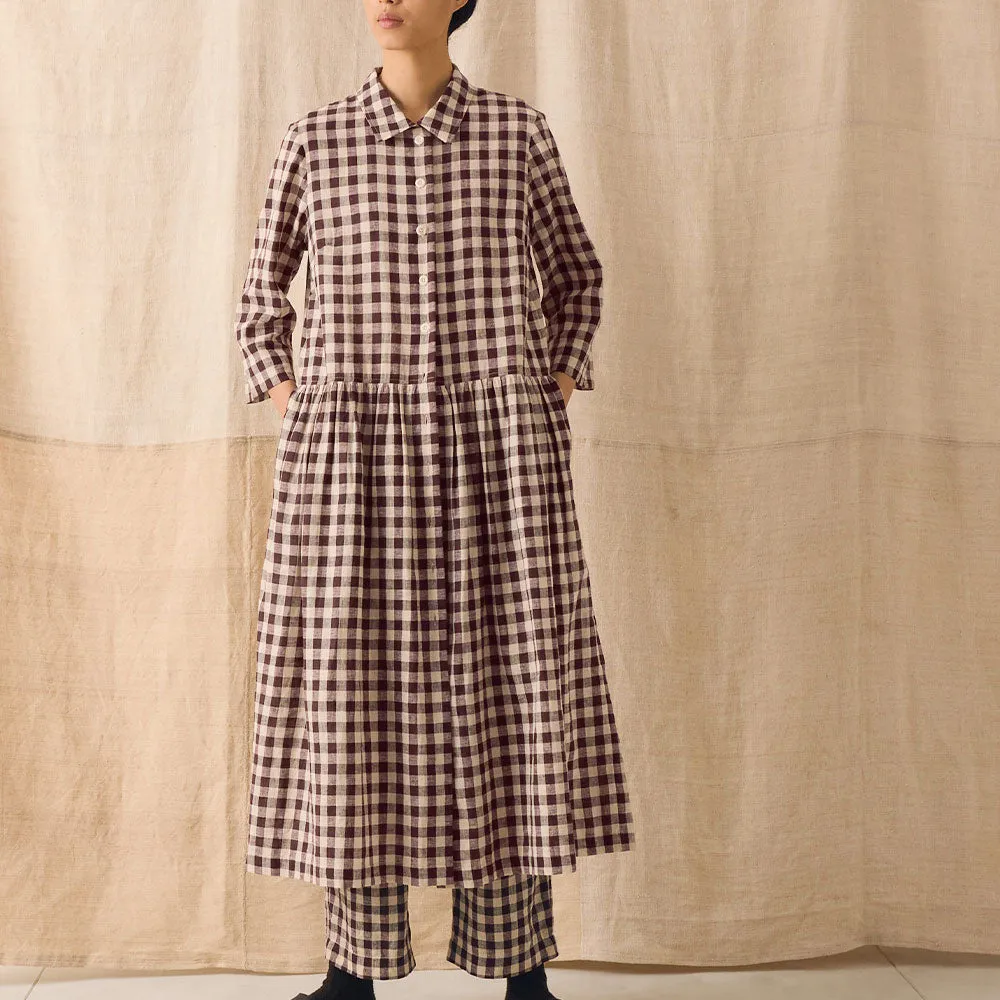 Toast - Vichy Dress - Dark Chocolate & Ecru sold by Merci product image thumbnail 2