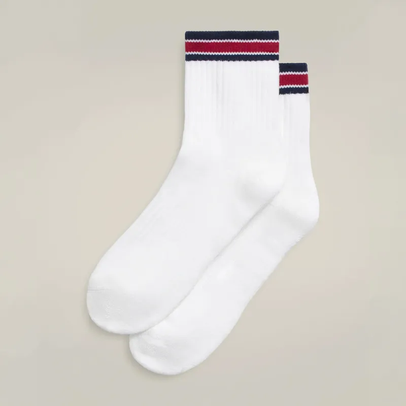 Wilson - Quarter Top Stripe Socks - White & Red made by Wilson