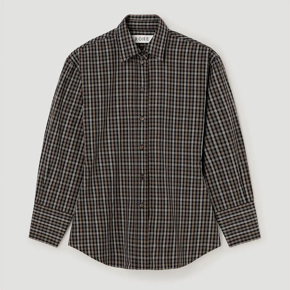 Rohe - Fitted checked shirt - Black Brown sold by Merci