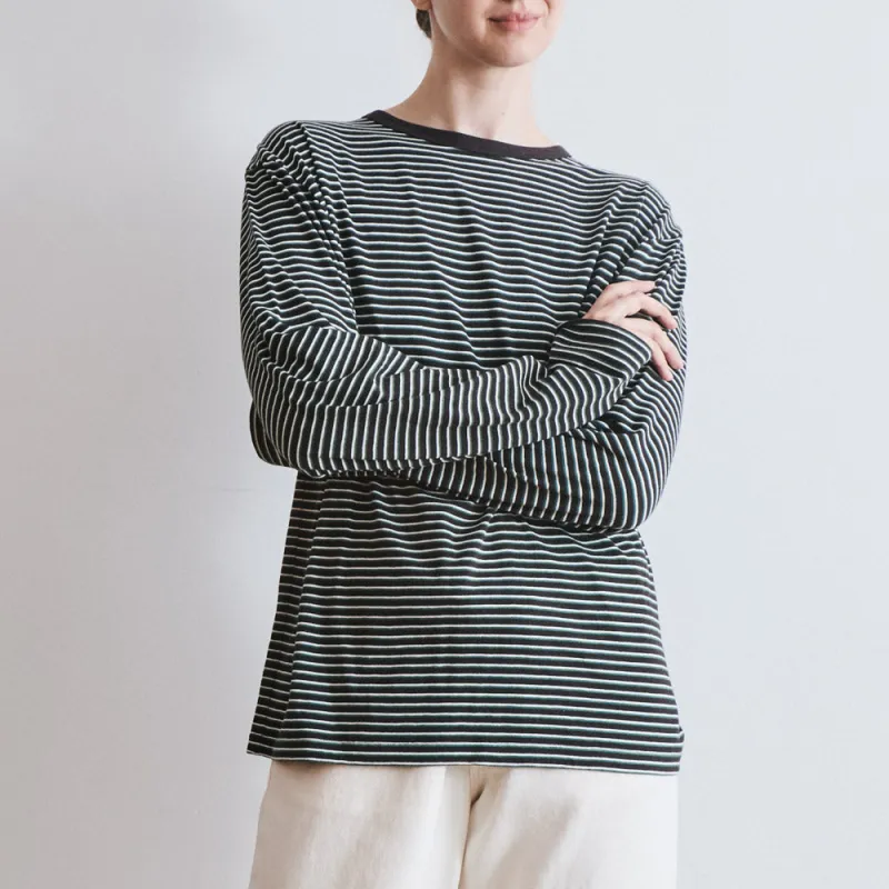 Another Aspect x Merci - Striped T-shirt - Brown Green made by ANOTHER ASPECT