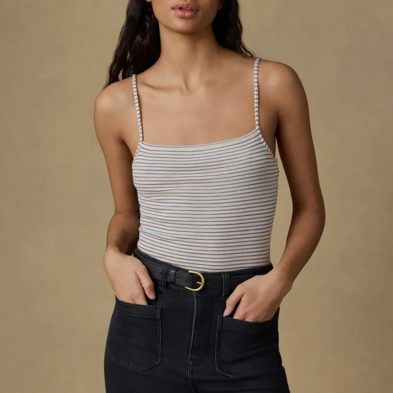Faherty - Freestyle Ribbed Tank Top - Aigre Stripe made by Faherty